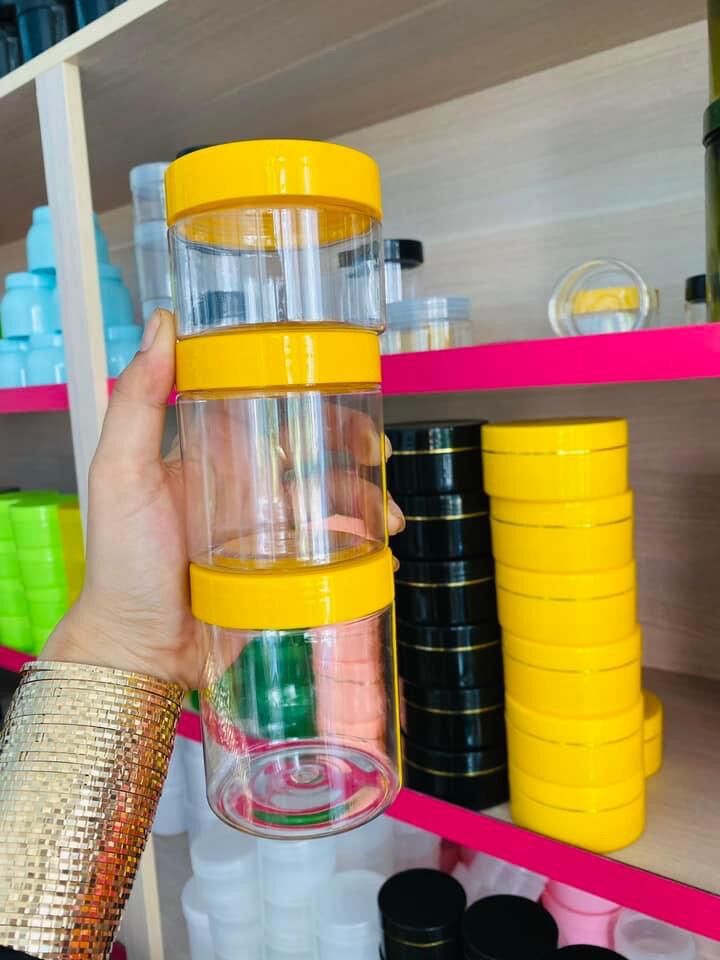 Hủ pét 100gr-200gr-500gr nắp vàng-có nắp lót