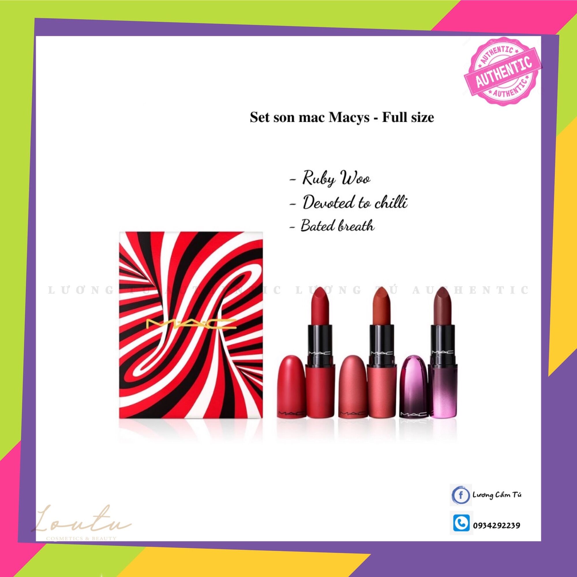 Set son lì mac macys holiday - 3 thỏi fullsize