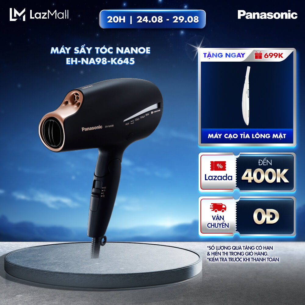 [Trả góp 0%] Máy sấy tóc Nanoe dưỡng ẩm, chăm sóc tóc và da đầu Panasonic EH-NA98RP645/ EH-NA98-K645 - Chế độ sấy nóng lạnh luân phiên tự động - Công Suất 1800W - Hàng Chính Hãng
