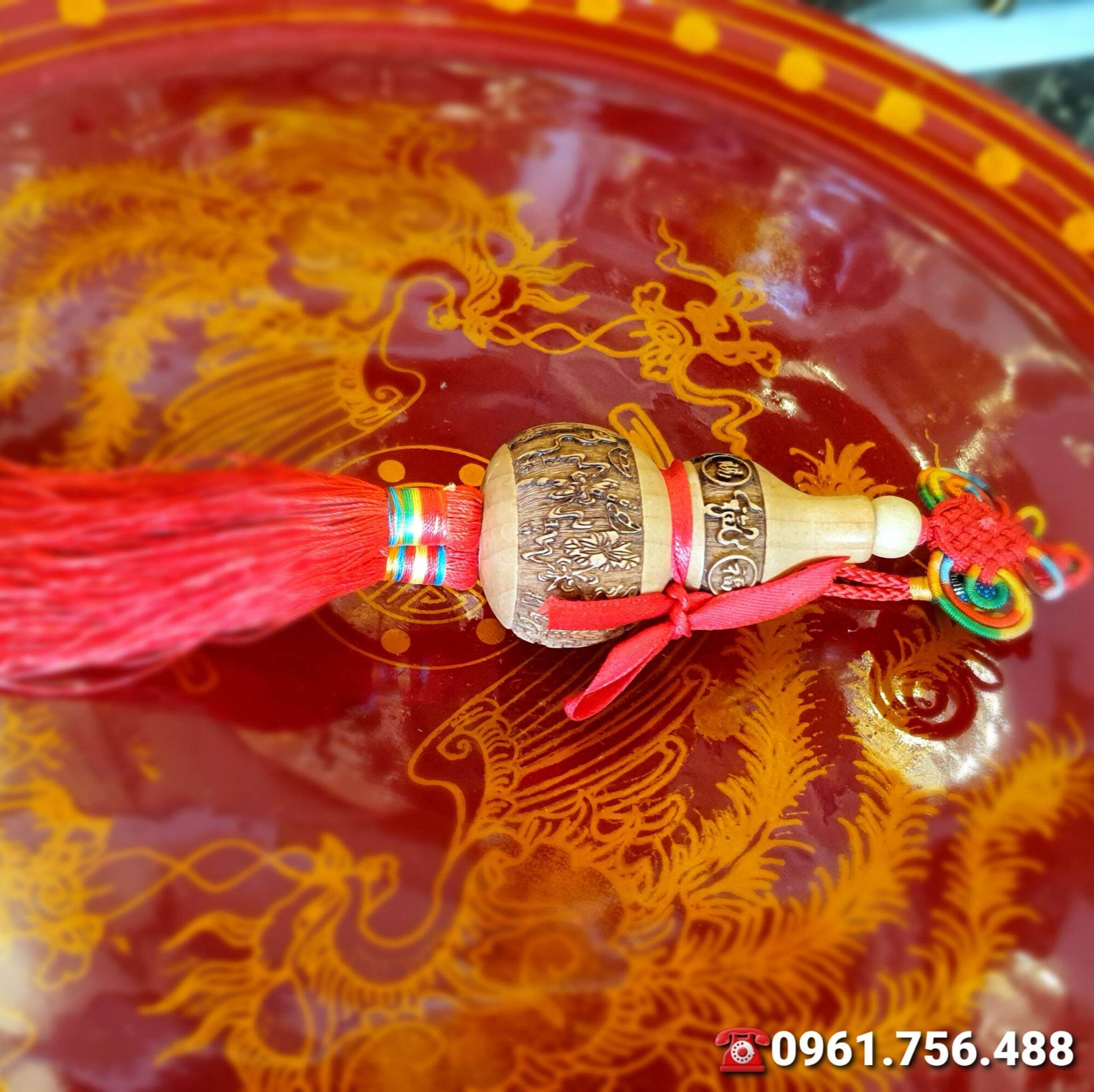 Hồ lô phong thủy- Hồ lô gỗ trạm hoa văn