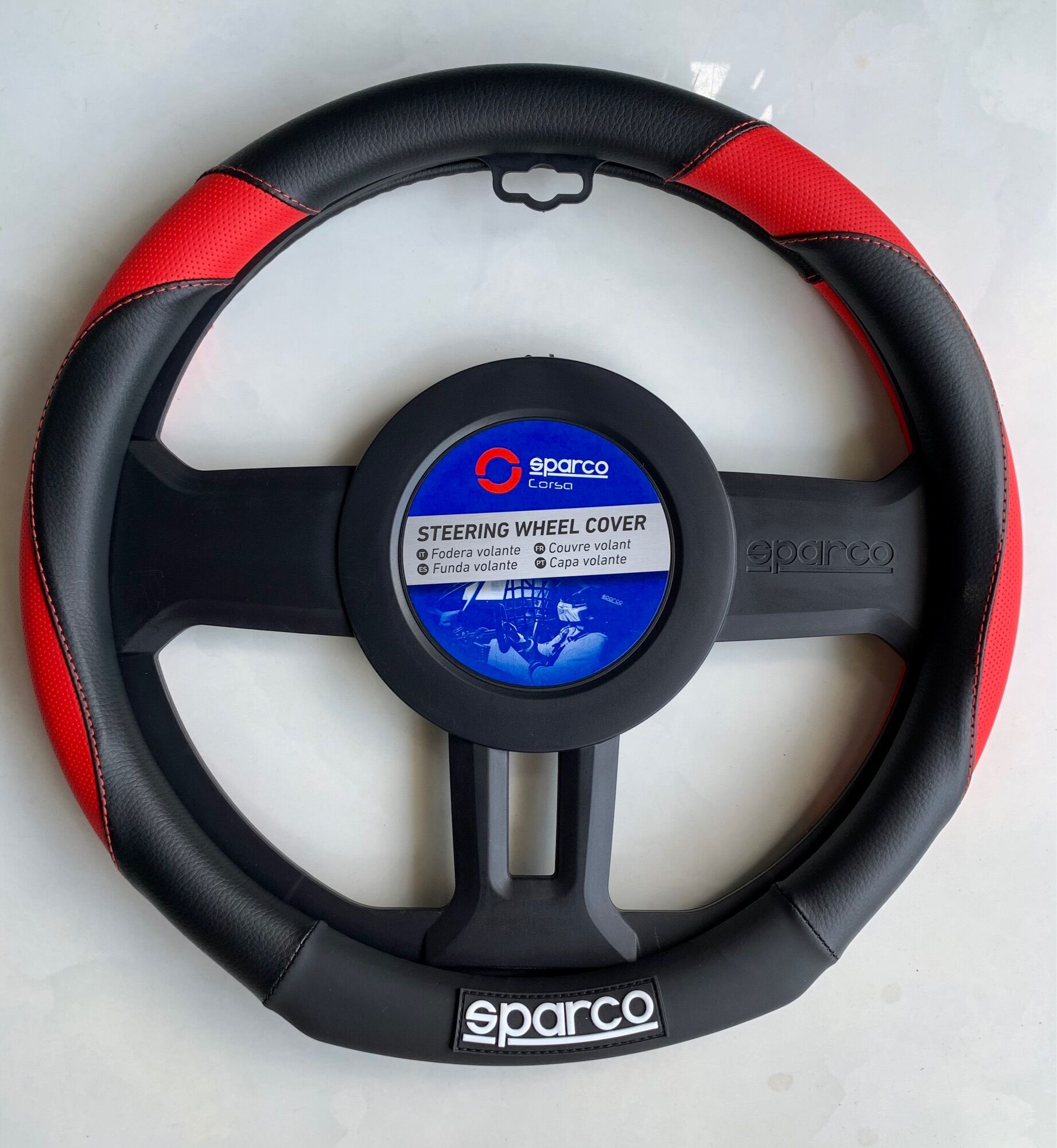 Bọc vô lăng SPARCO SPS116BK DCUT (ĐỎ ĐEN), hàng chính hãng, tem chống hàng giả
