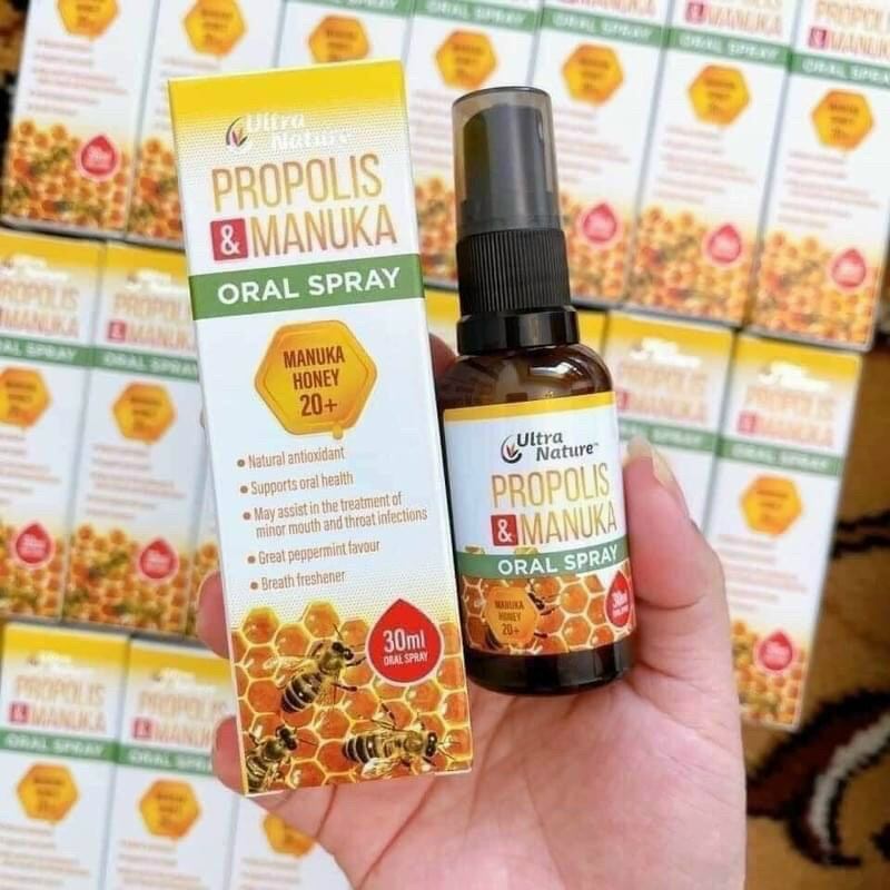 Xịt keo ong kết hợp mật ong manuka 20+ ultra nature từ úc