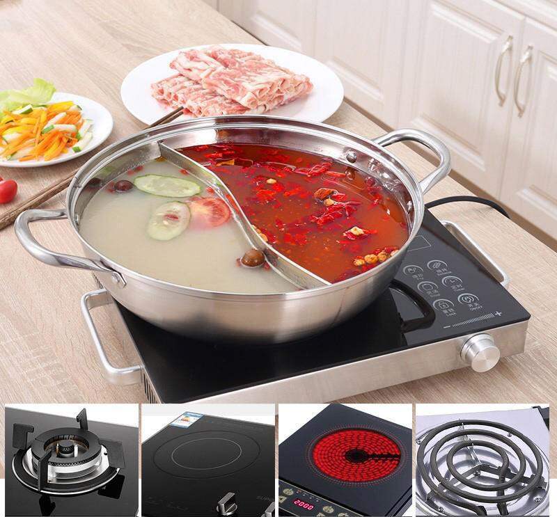 nồi lẩu 2 ngăn inox size 32cm
