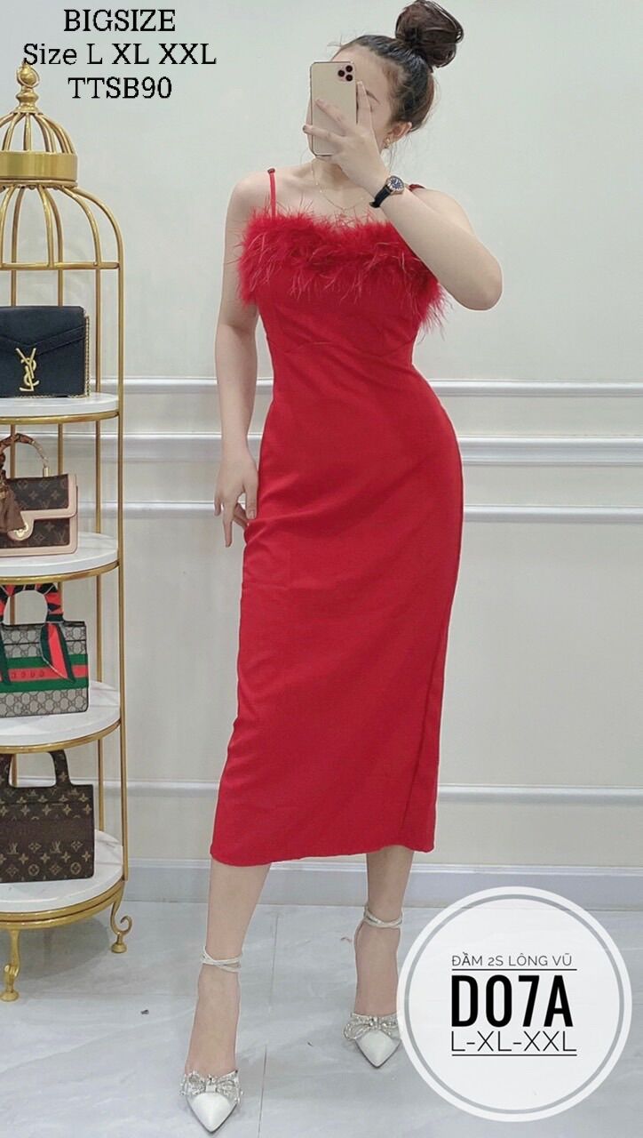 BIGSIZE (55-90kg) ĐẦM 2S LÔNG VŨ ( Ảnh thật)