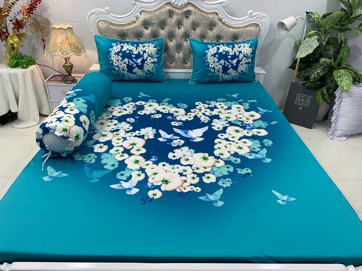 Bộ 4 ga/drap áo gối THUN LẠNH Ý 5D cao cấp