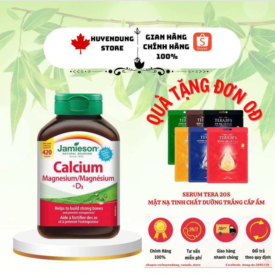 Viên Bổ Sung Calcium Magnesium/Magnésium +D3 Jamieson