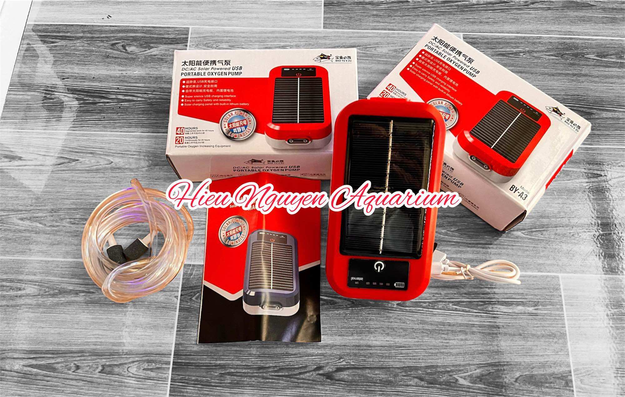 Oxi tích điện Baoyu BY-A3 ( sử dụng năng lượng mặt trời, USB, nguồn điến trực tiếp).