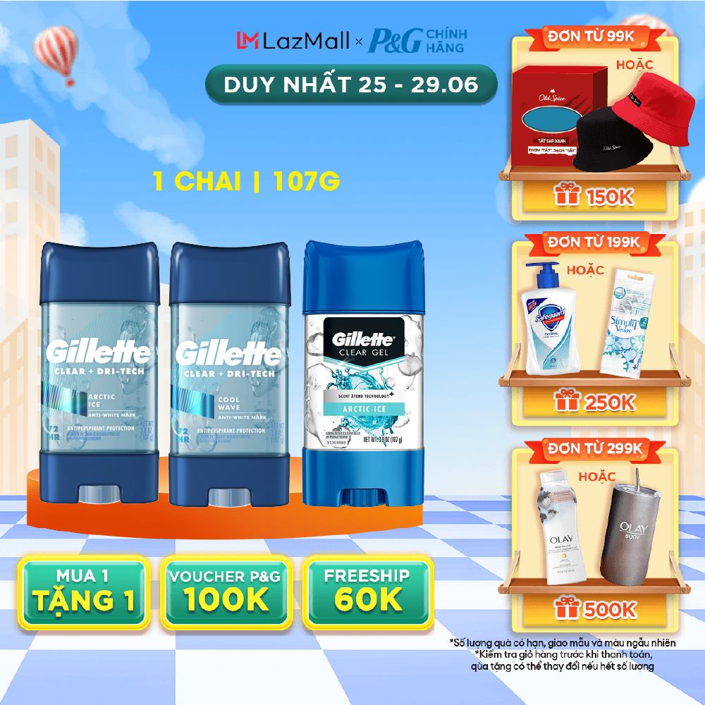 [MUA 1 TẶNG 1 QUÀ] Gel Khử Mùi và Ngăn Tiết Mồ Hôi GILLETTE Nhiều Mùi Hương 107ml - Nhập khẩu Mỹ