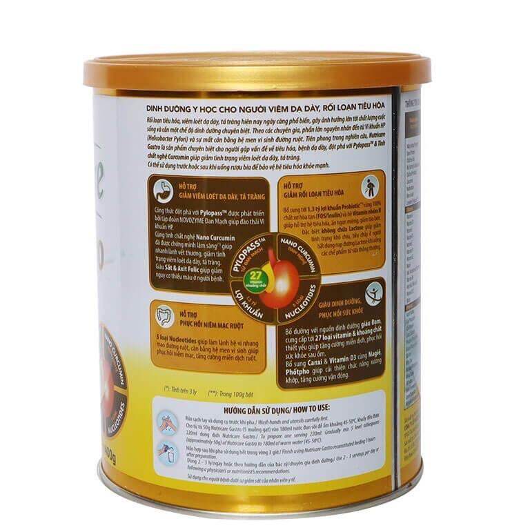 Sữa bột Nutricare Gastro / Sữa cho người đau dạ dày / Nutricare . Lon:900g . Dành cho người viêm loét dạ dày . Đau dạ dày