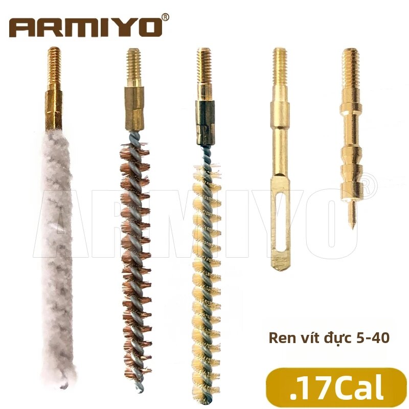 Bộ Dụng Cụ Vệ Sinh Ống Cứng Bằng Nylon Armiyo Bronze Với Que Bông, Dụng Cụ Kéo Ống Bằng Đồng Thau 4mm/5mm, Đầu Đồng Thau Cho Cỡ .17Cal ~ 12GA - 2