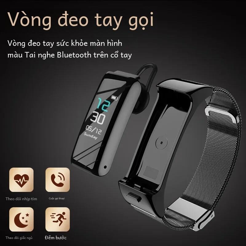 Tai Nghe Thể Thao Bluetooth B6 Cuộc Gọi Đa Chức Năng Vòng Đeo Tay Thông Minh Có Màn Hình Riêng Dây Hợp Kim Titan