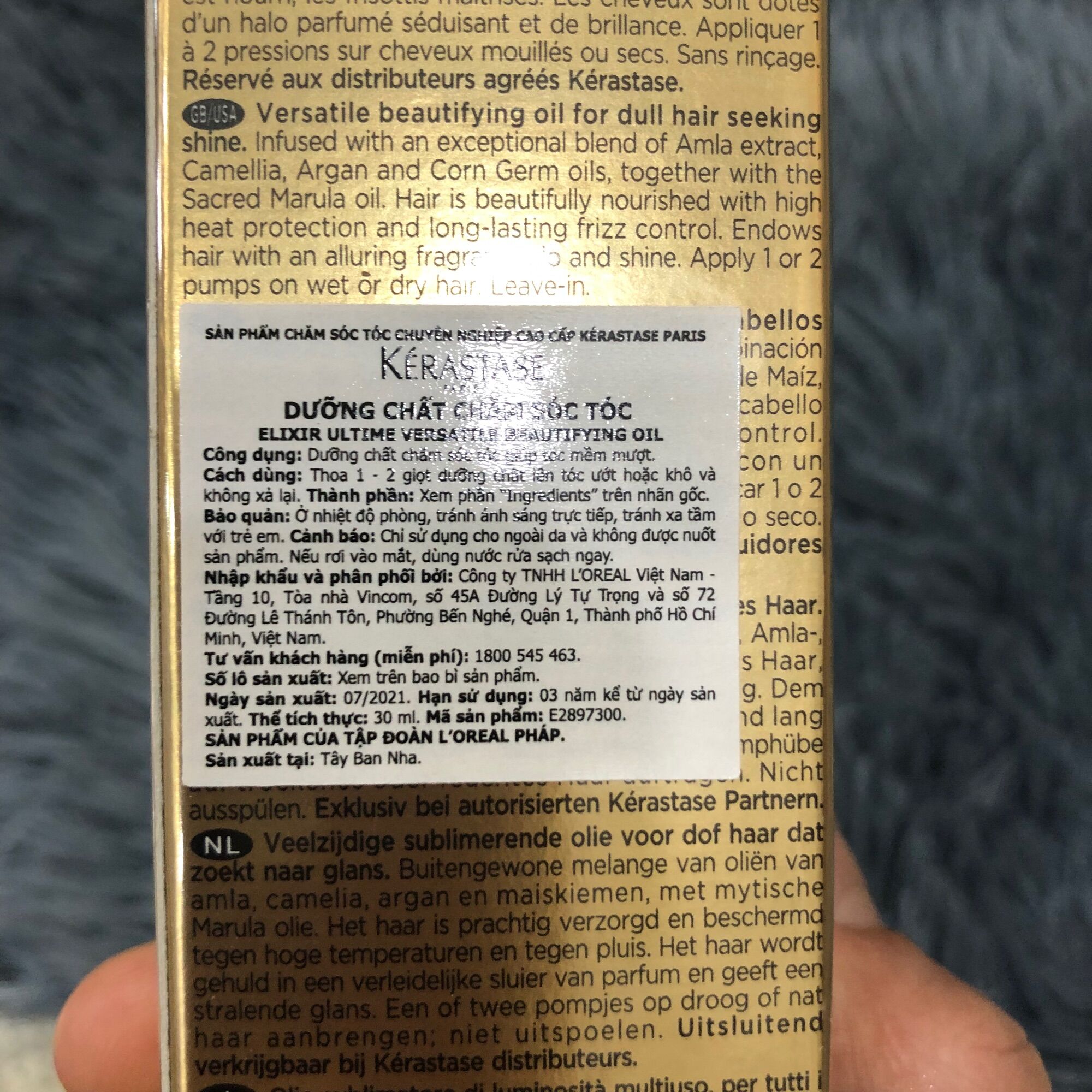 Tinh dầu dưỡng tóc Kerastase Elixir Ultime ORIGINAL 30ml