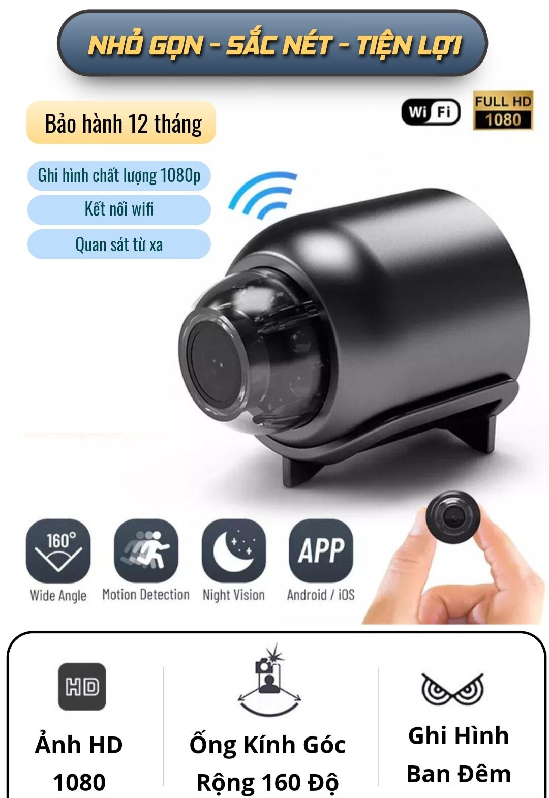 Camera mini siêu nhỏ thông minh wifi chống trộm