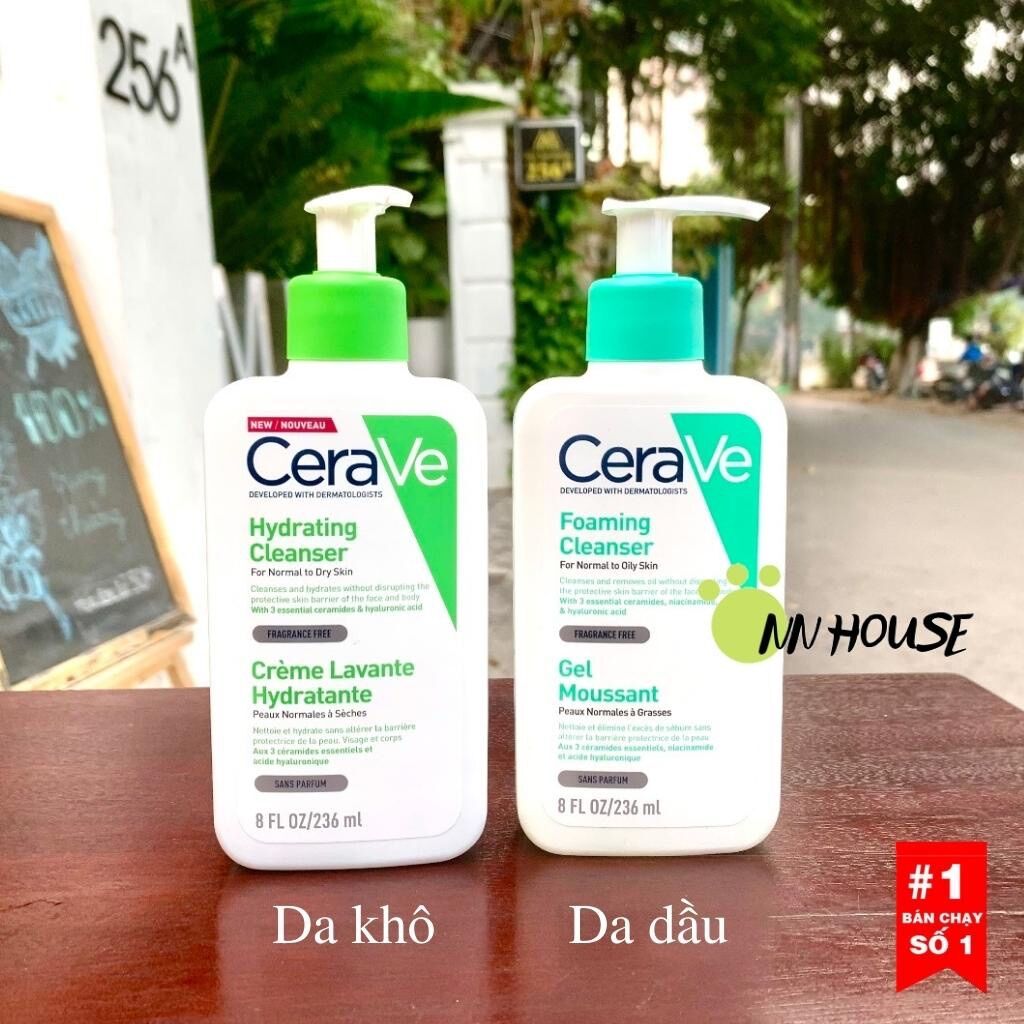 Sữa rửa mặt Cerave da dầu mụn 236ml sạch sâu, giảm mụn, kiềm dầu, srm làm sạch da, cấp nước, cấp ẩm, gel rửa mặt cleanser gel rửa mặt cream srm da dầu, da khô