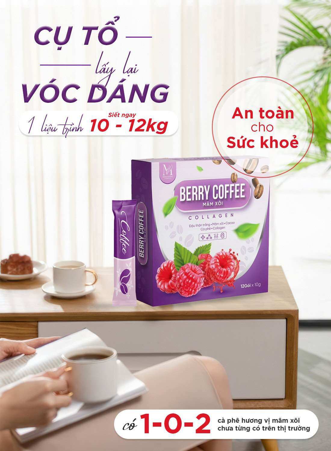 Detox coffee mâm xôi giảm cân cấp tốc , giảm mỡ bụng , đẹp da chống lão hóa