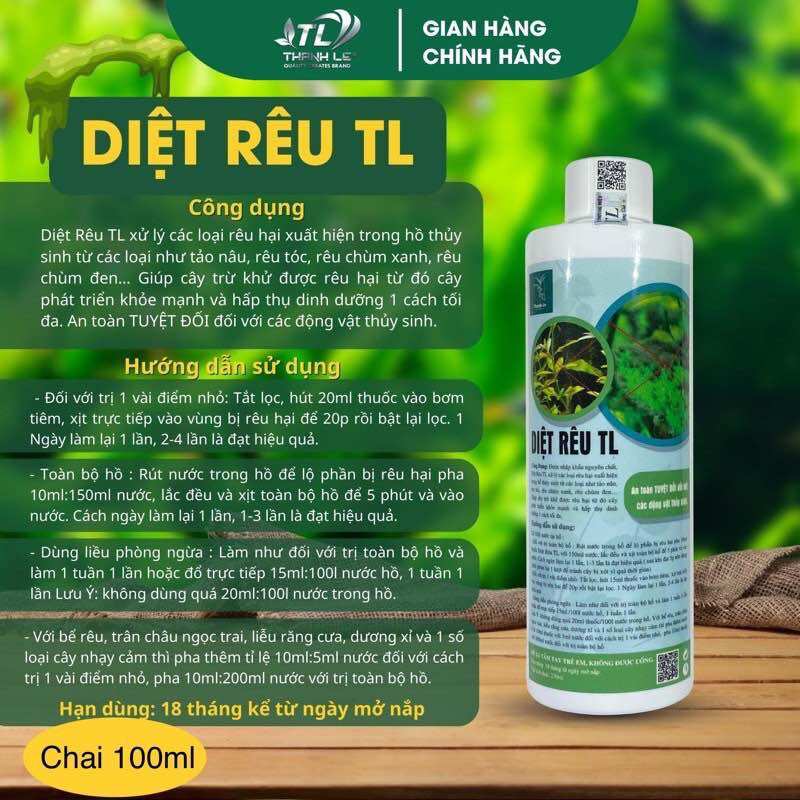 Diệt rêu TL, diệt rêu hại bể thuỷ sinh