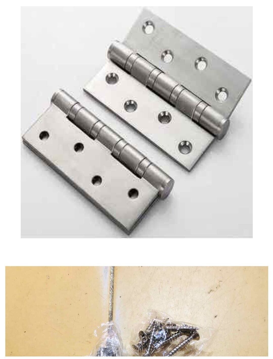 2 bộ bản lề inox kèm ốc vặn
