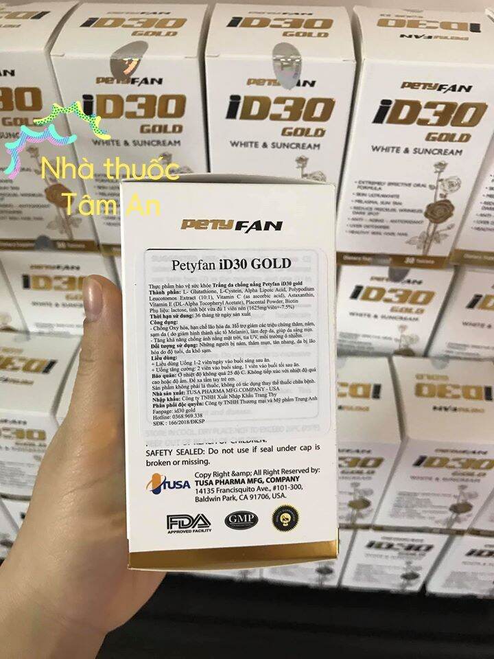 Viên Chống Nắng Trắng Da Nội Sinh Id30 Gold Mỹ