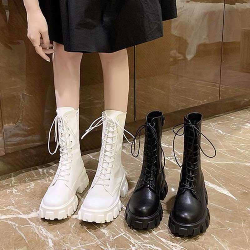 Bốt cổ cao buộc dây phong cách Hàn Quốc