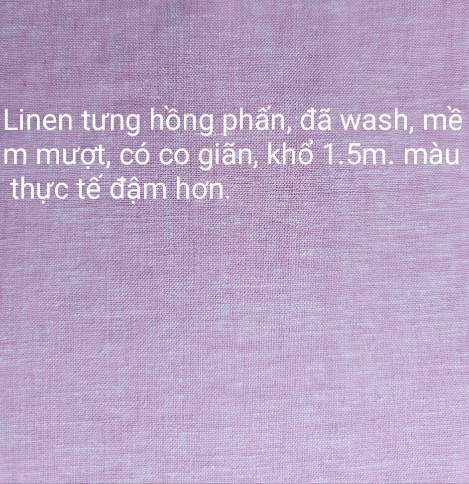 Vải Linen premium hồng hàng đã wash chất dày vừa có độ tưng bung có độ bóng vừa phải có co giãn. Phù hợp may sơ mi đầm váy blazer ..khổ vải 1.4m