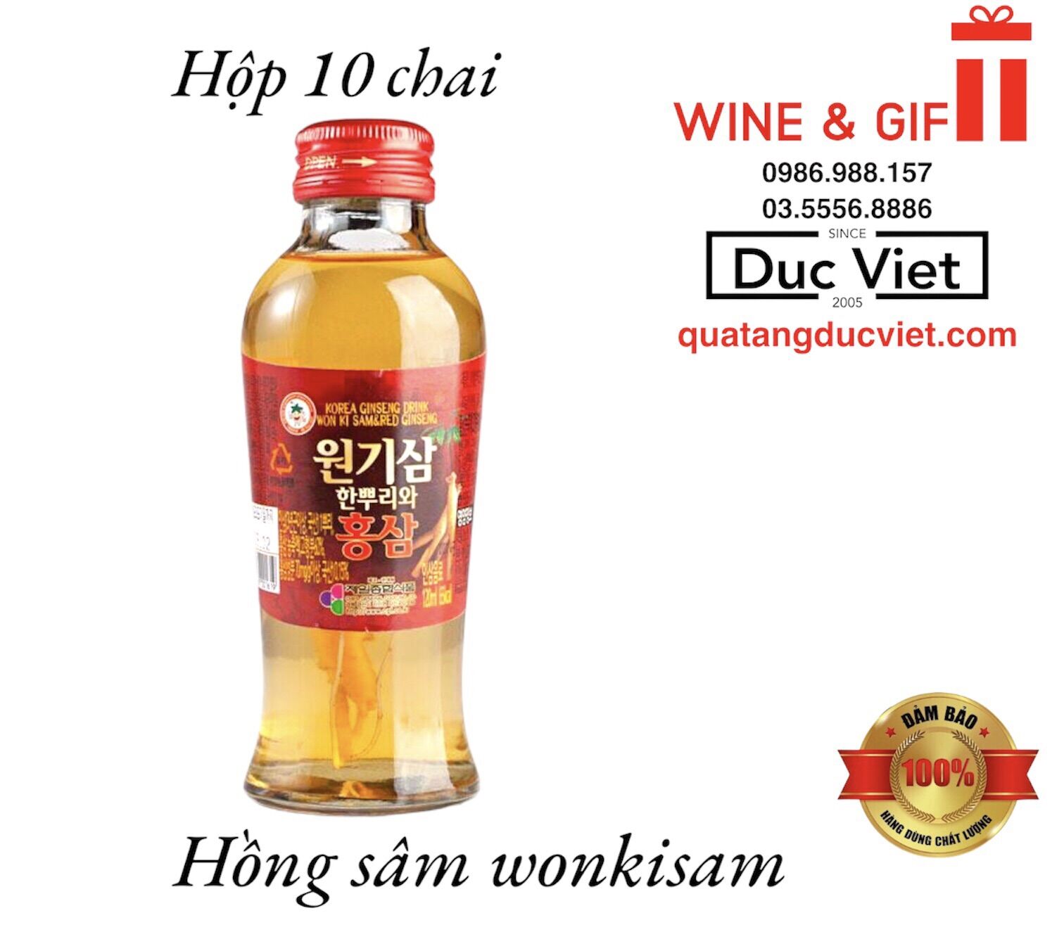 [HCM]Nước Hồng Sâm Có Củ Won Ki Sam (120 ml x 10 chai)