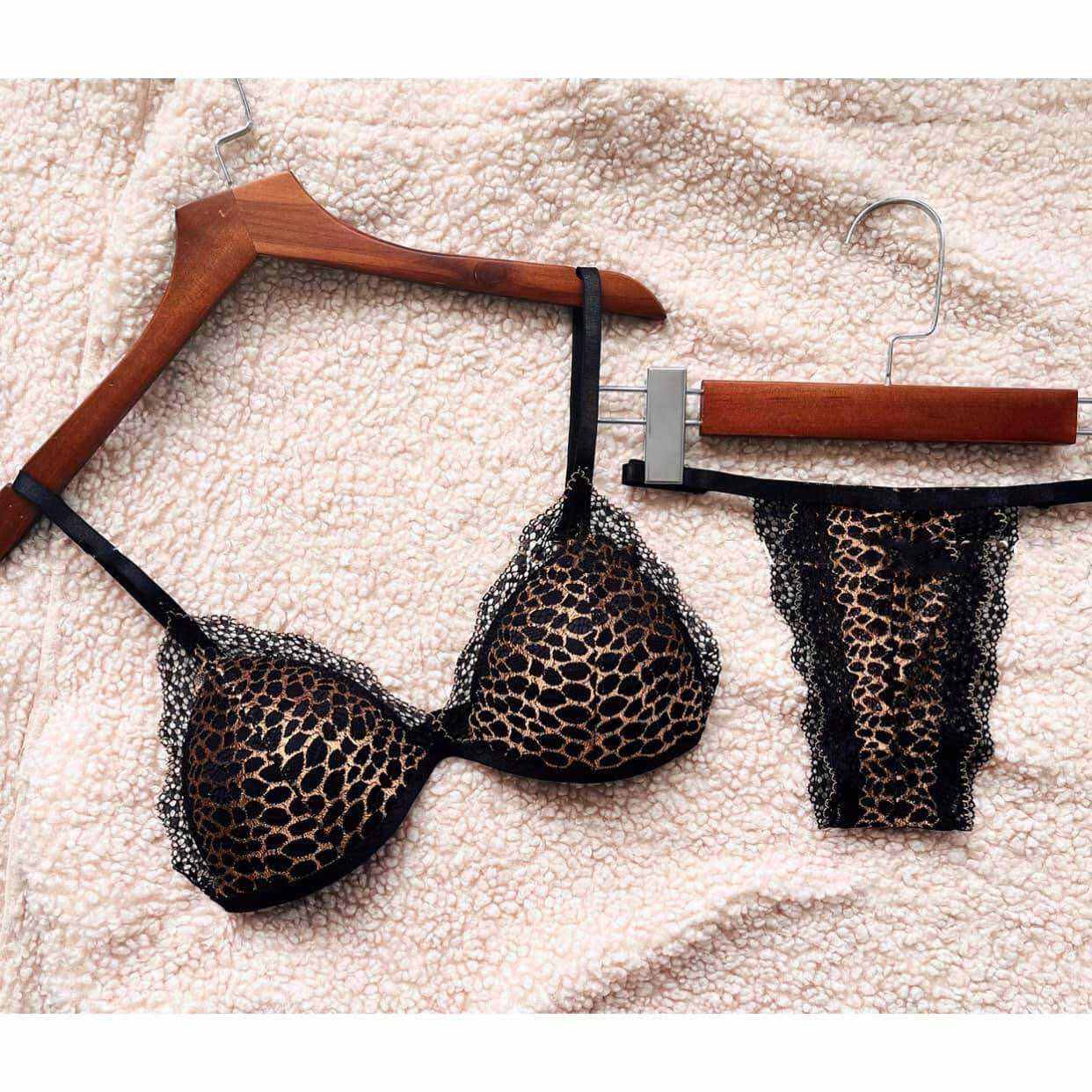 Bộ đồ lót nữ- nội y nữ ren sexy thiết kế quần dây hoạ tiết da beo