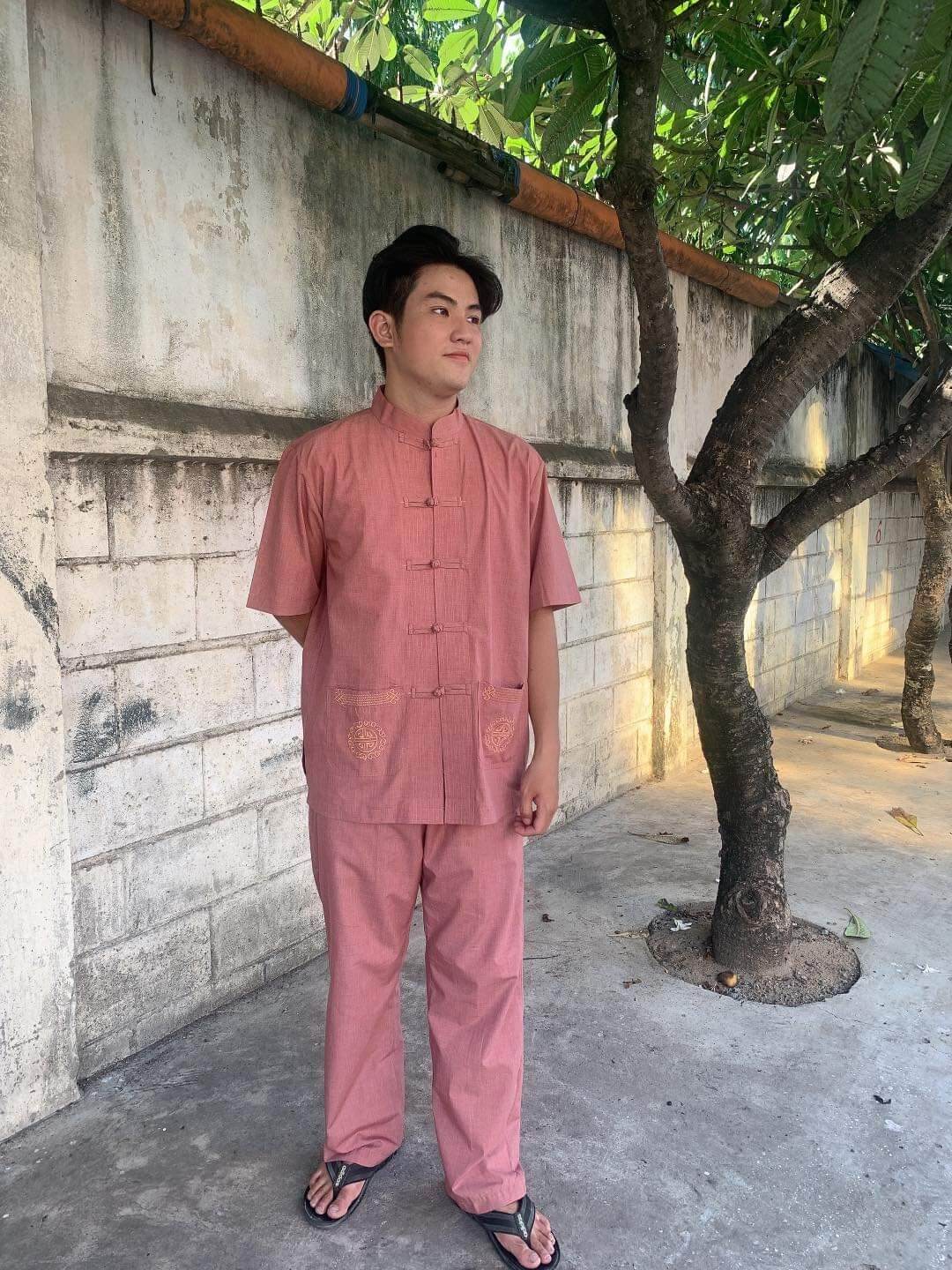 đồ bộ nam Phật tử#bộ nam đi chùa# nam thêu cổ lãnh tụ ngắn tay
