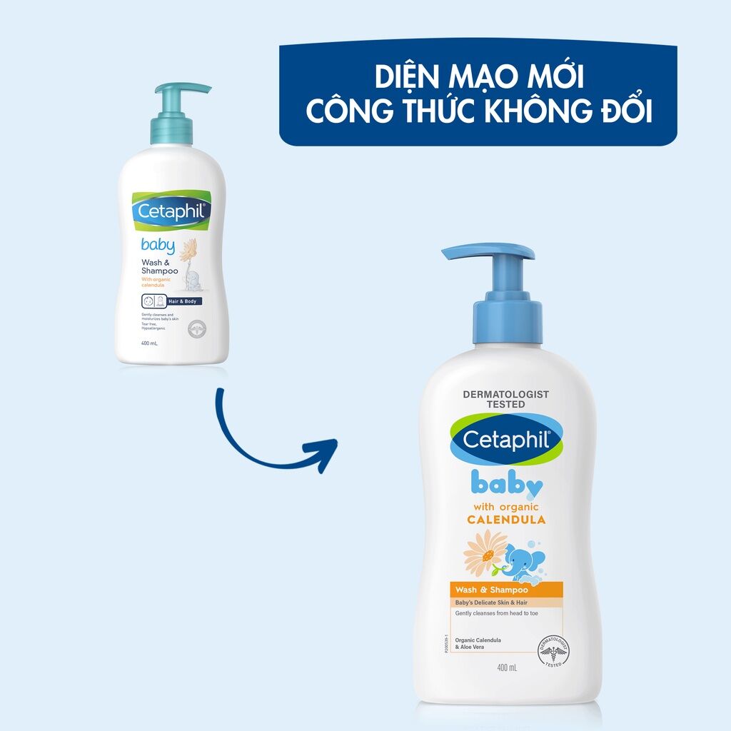 Sữa tắm gội Cetaphil hương hoa cúc cho bé chai 400ml