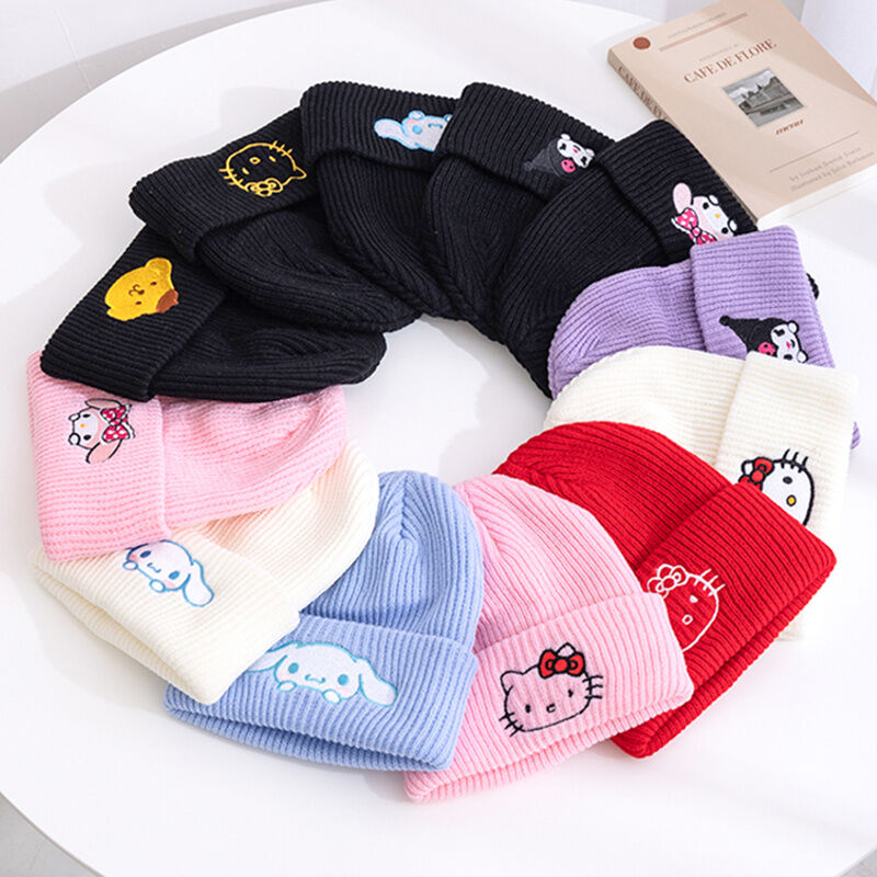 Saniro Hello Kitty Bò Mũ Dành Cho Nữ Dễ Thương Cinnamoroll Giai Điệu Kuromi Hoạt Hình Dệt Kim Mùa Đô