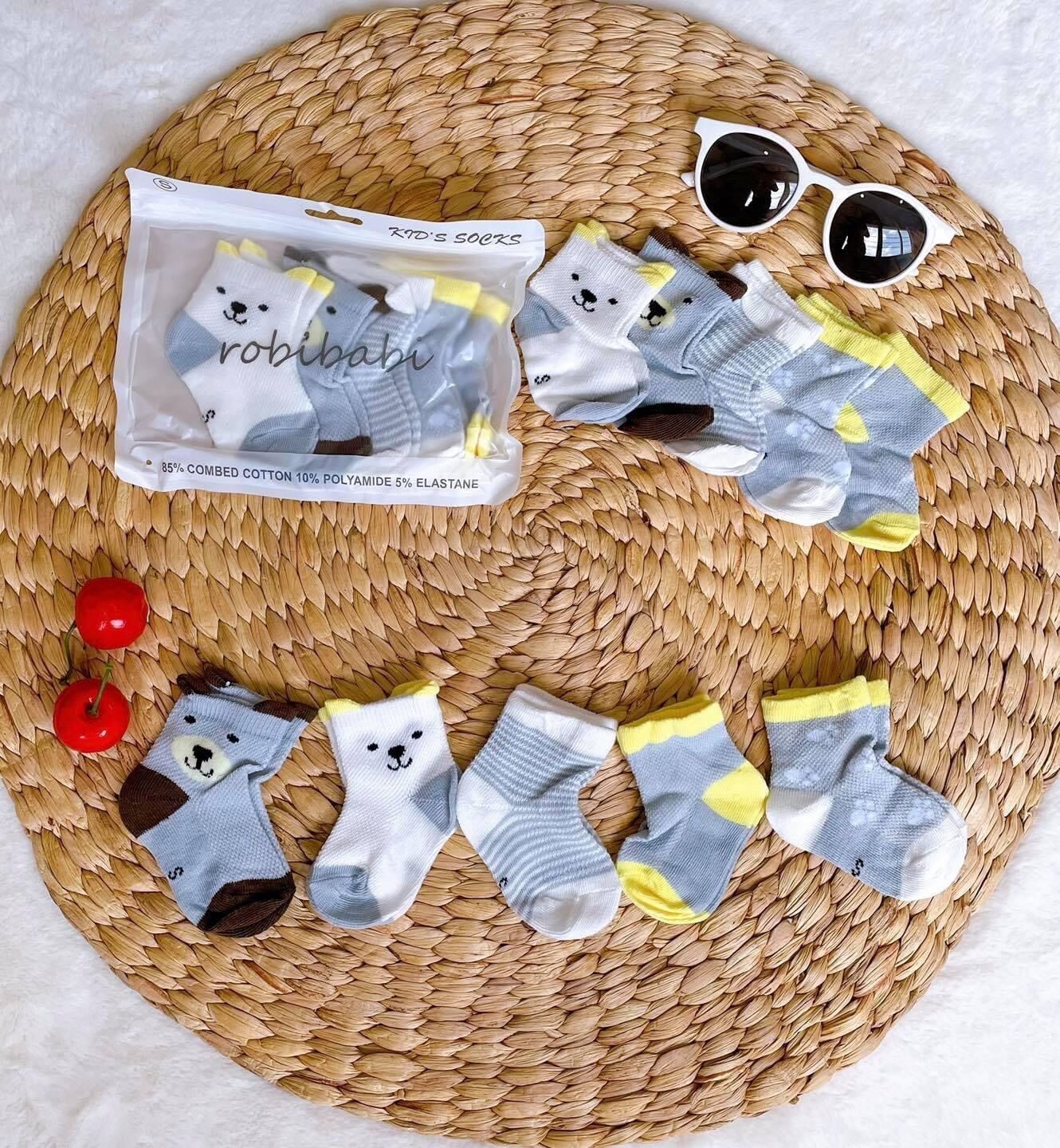 Set 5 đôi tất cho bé sơ sinh từ 0-3 tuổi
