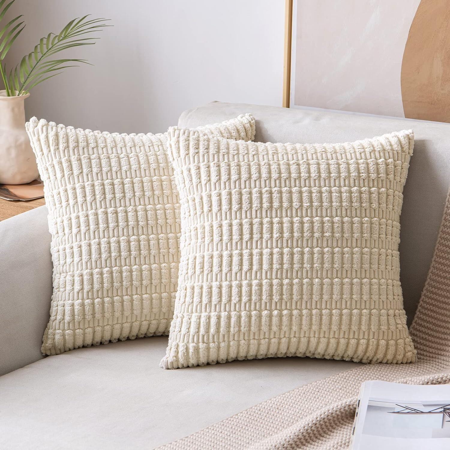Vỏ Gối Nhung Màu Xám 40x40cm Trang Trí Vỏ Gối Sọc Phong Cách Boho Vuông Trang Trí Sofa 50x50cm Polyester Mềm Mại