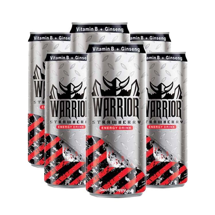 Thùng 24 Lon nước tăng lực Warrior dâu lon 330 ml