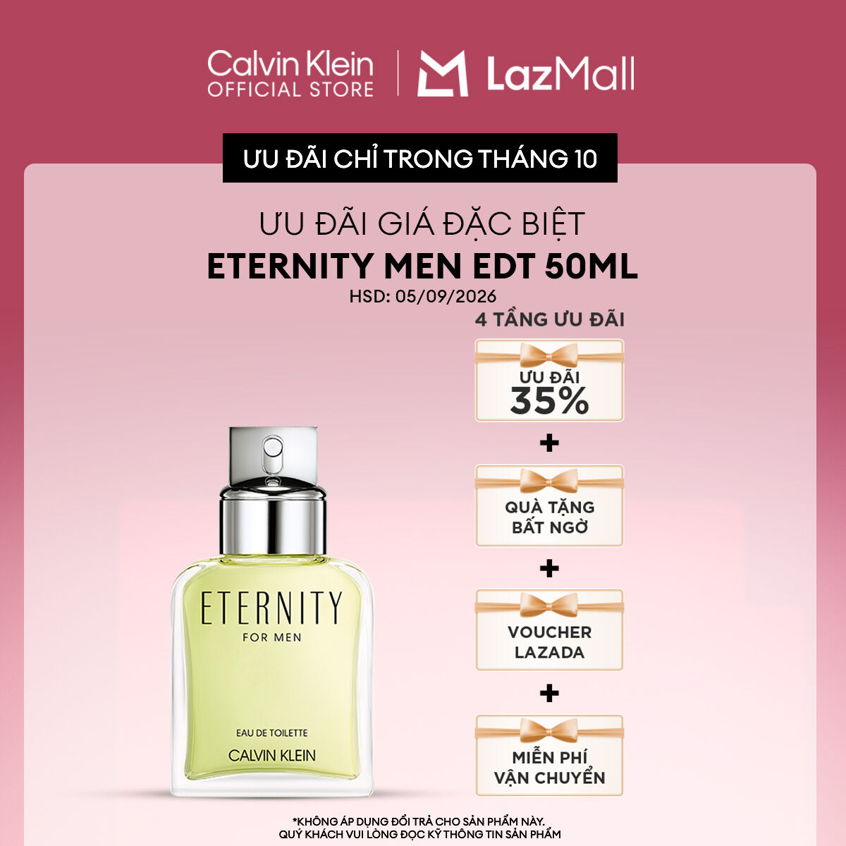 [CLEARANCE SALE] Nước Hoa Nam Calvin Klein Eternity Men EDT 50ml