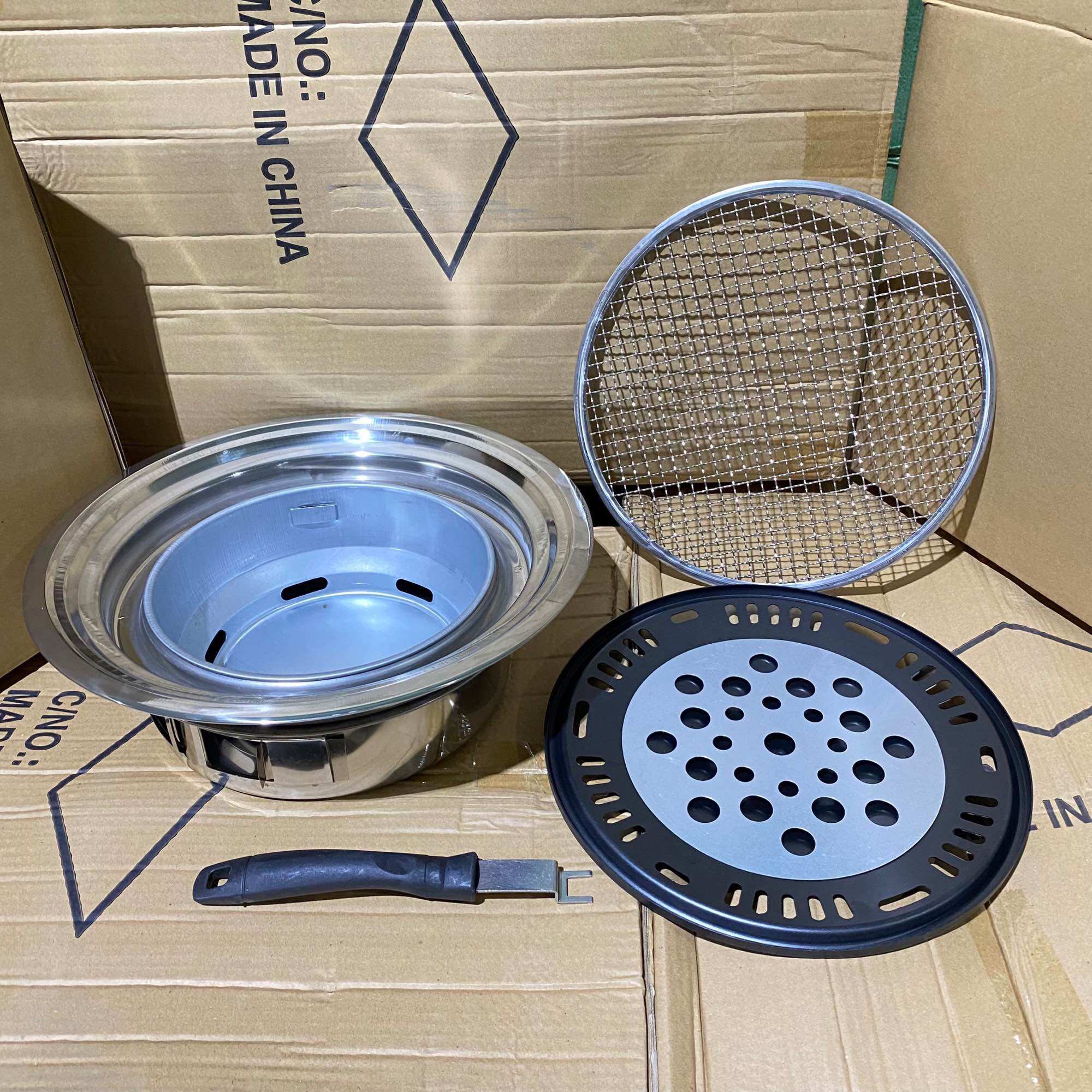 Bếp nướng than âm bàn (gồm 2 vỉ nướng: vỉ lưới inox và vỉ gang)
