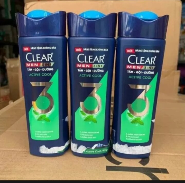 Dầu tắm gội clear men tắm + gội + dưỡng mát lạnh bạc hà 140g