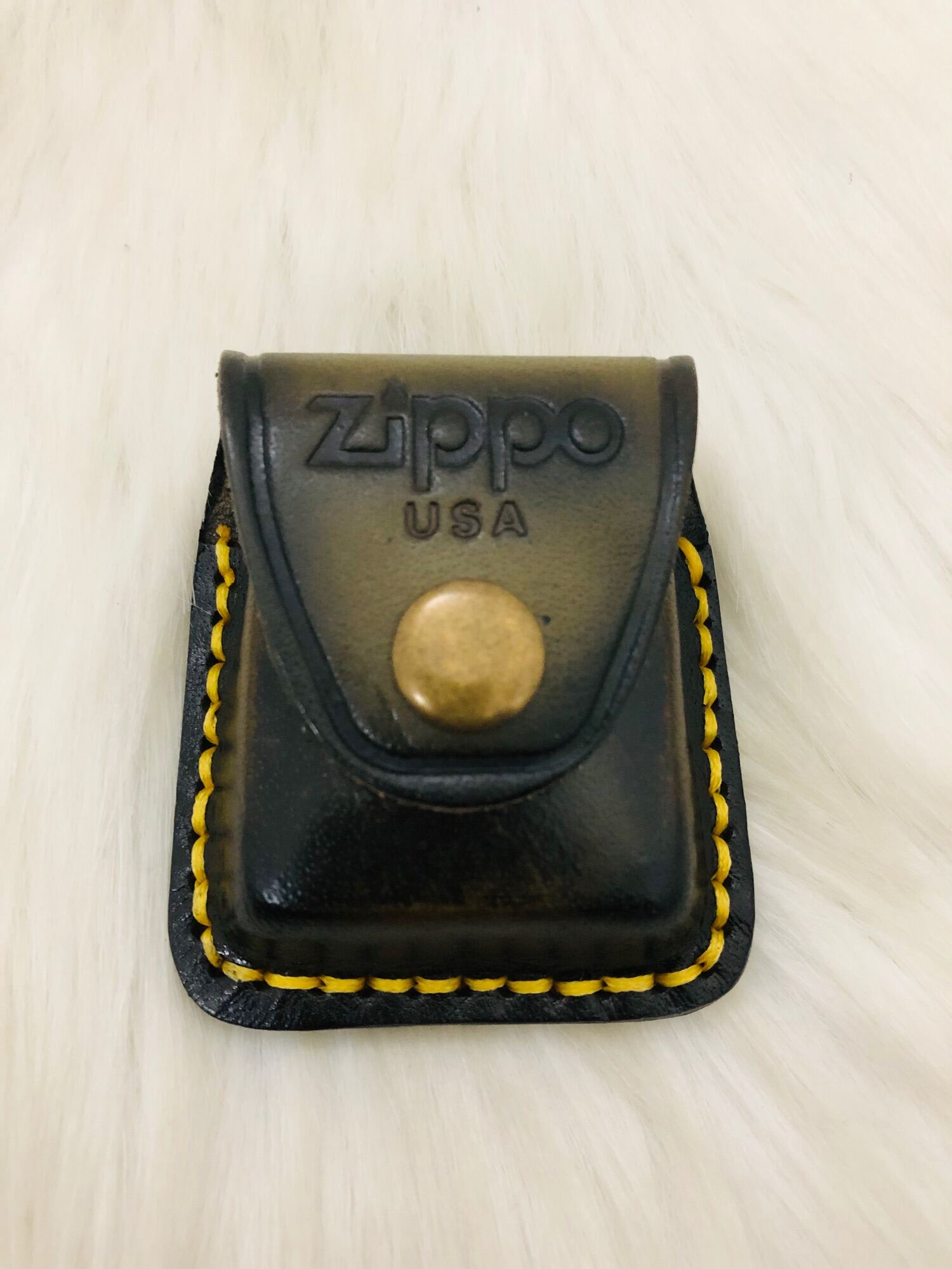 [HCM] Bao Da Zippo xịn màu Xanh Rêu chất liệu da thật, khuy cài bằng đồng - Bao da các loại bật lửa - Bao da đựng Zippo
