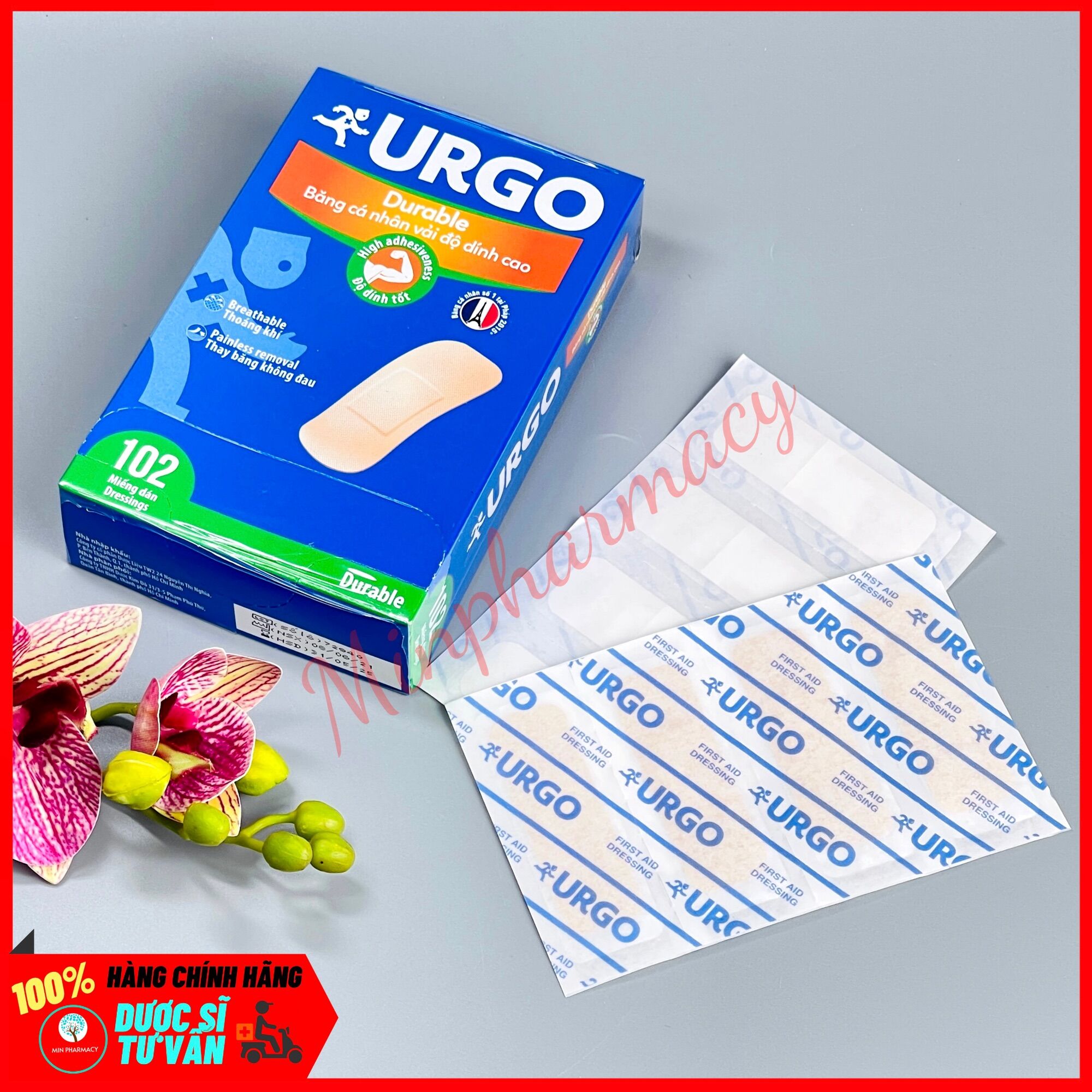 Băng cá nhân vải độ dính cao Urgo Durable (100 miếng/hộp) - Minpharmacy