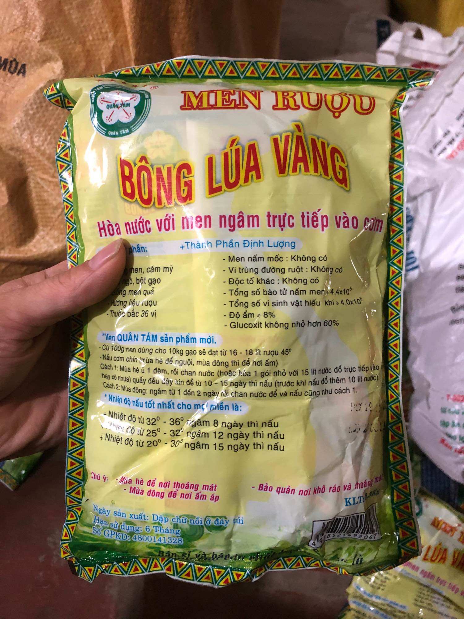 Men Bông Lúa Vàng, Men Nấu Rượu gói 500g