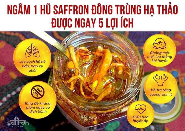 Mật ong Saffron Đông Trùng Hạ Thảo 180ml / lọ