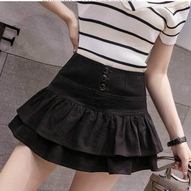 [HCM]Chân váy kaki nút xoè 2 tầng