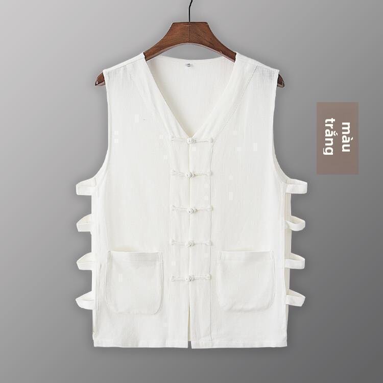 Bộ Đồ Vest Mỏng Thoáng Khí Mùa Hè Cho Nam Tagkita Áo Vest Cổ Tròn Tay Ngắn Áo Sơ Mi Sườn Xám Cổ Bẻ C
