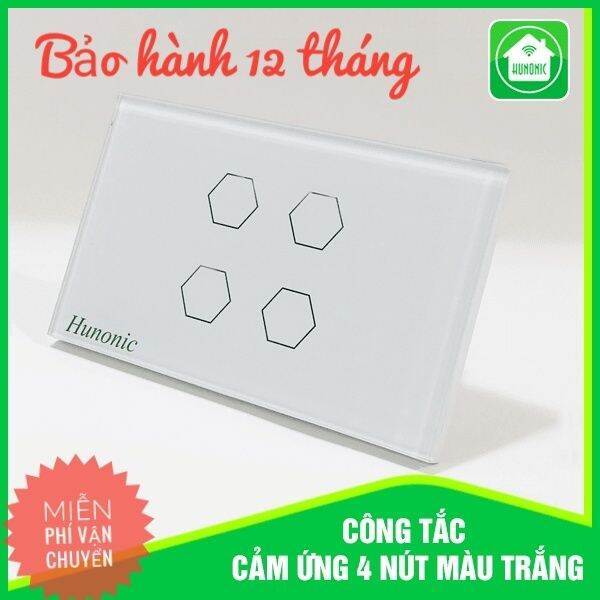 HUNONIC_Công tắc thông minh_Cảm ứng 4 nút - Công tắc wifi điều khiển bằng điện thoại