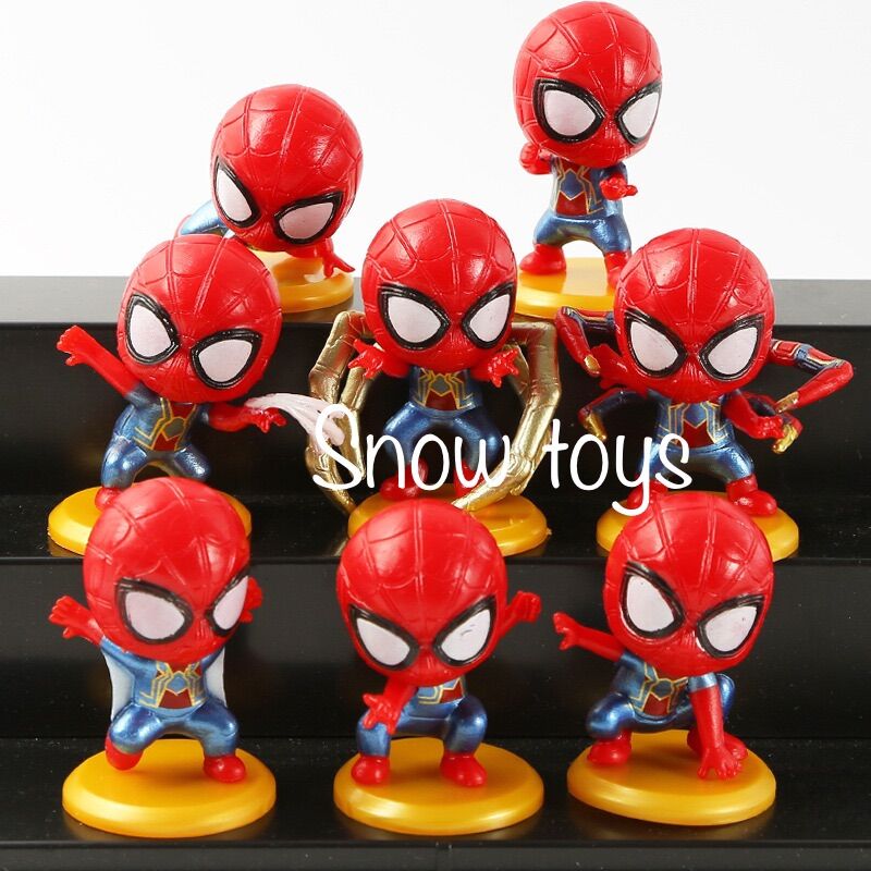 Mô hình spider man - avengers - marvel - dc - trọn bộ 8 mô hình tư thế spider man - người nhện - kích thước 3 x 4.5cm