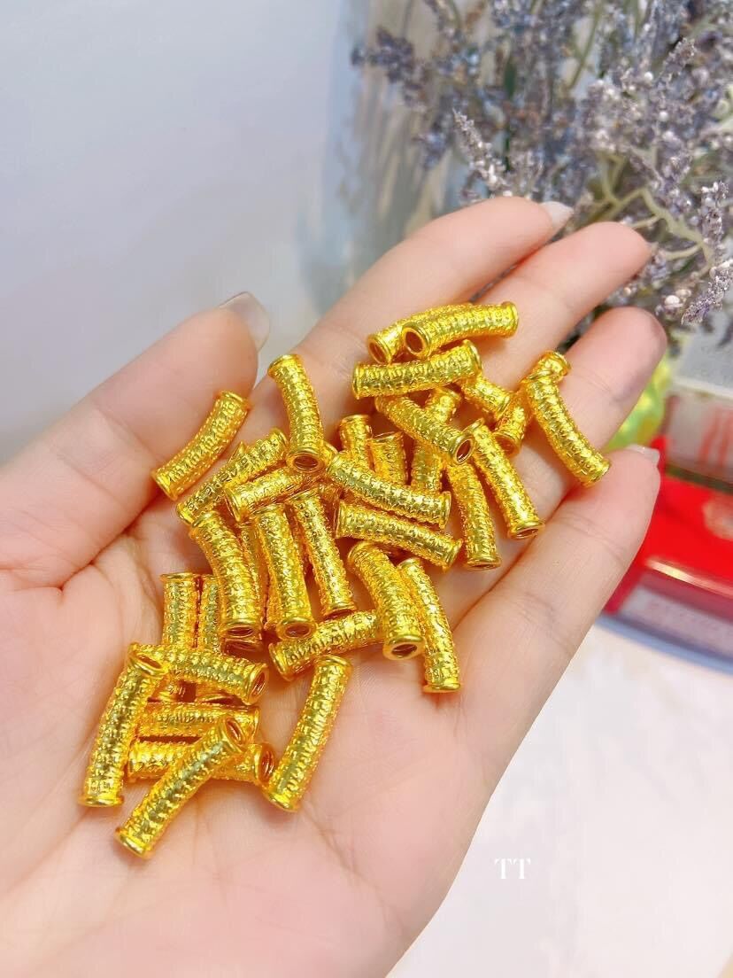 Combo charm vàng 24k-9999 ( 1 ống chú, 1 sen vàng,1 túi tiền tài lộc)
