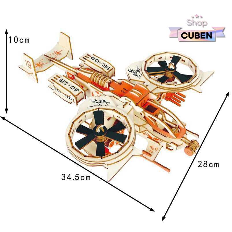 Đồ chơi lắp ráp 3D gỗ - Mô hình máy bay bọ cạp RDA Gunship