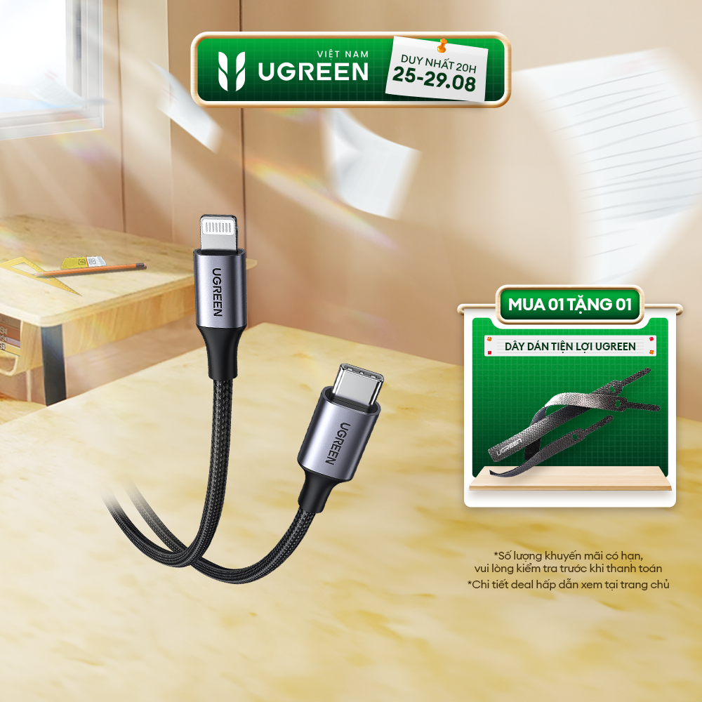 Cáp sạc nhanh usb type c sang lightning mfi ugreen us304 us305 - sạc nhanh pd cho iphone 12 / iphone 11 dài 0.25m - 2m