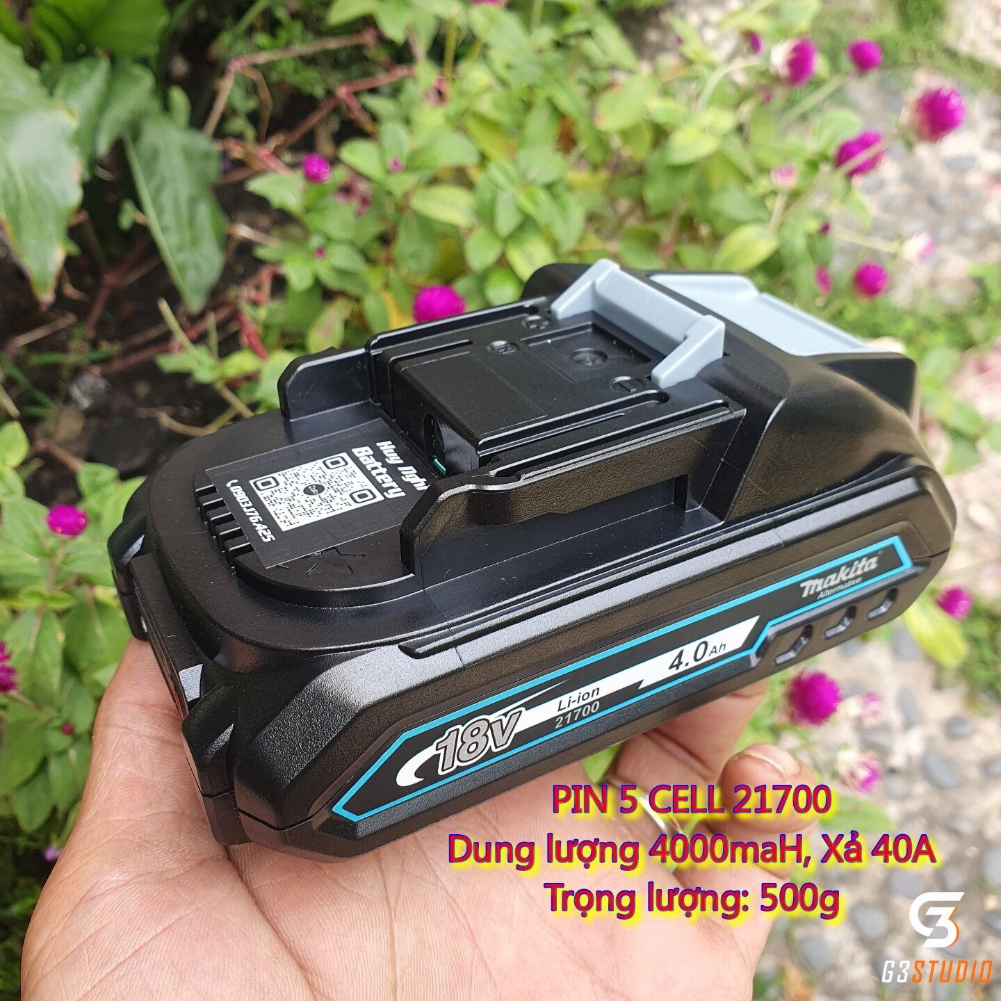 Pin Đóng (21700 Samsung 40T) Makita 18-21vol - Nhận Sạc Adapter