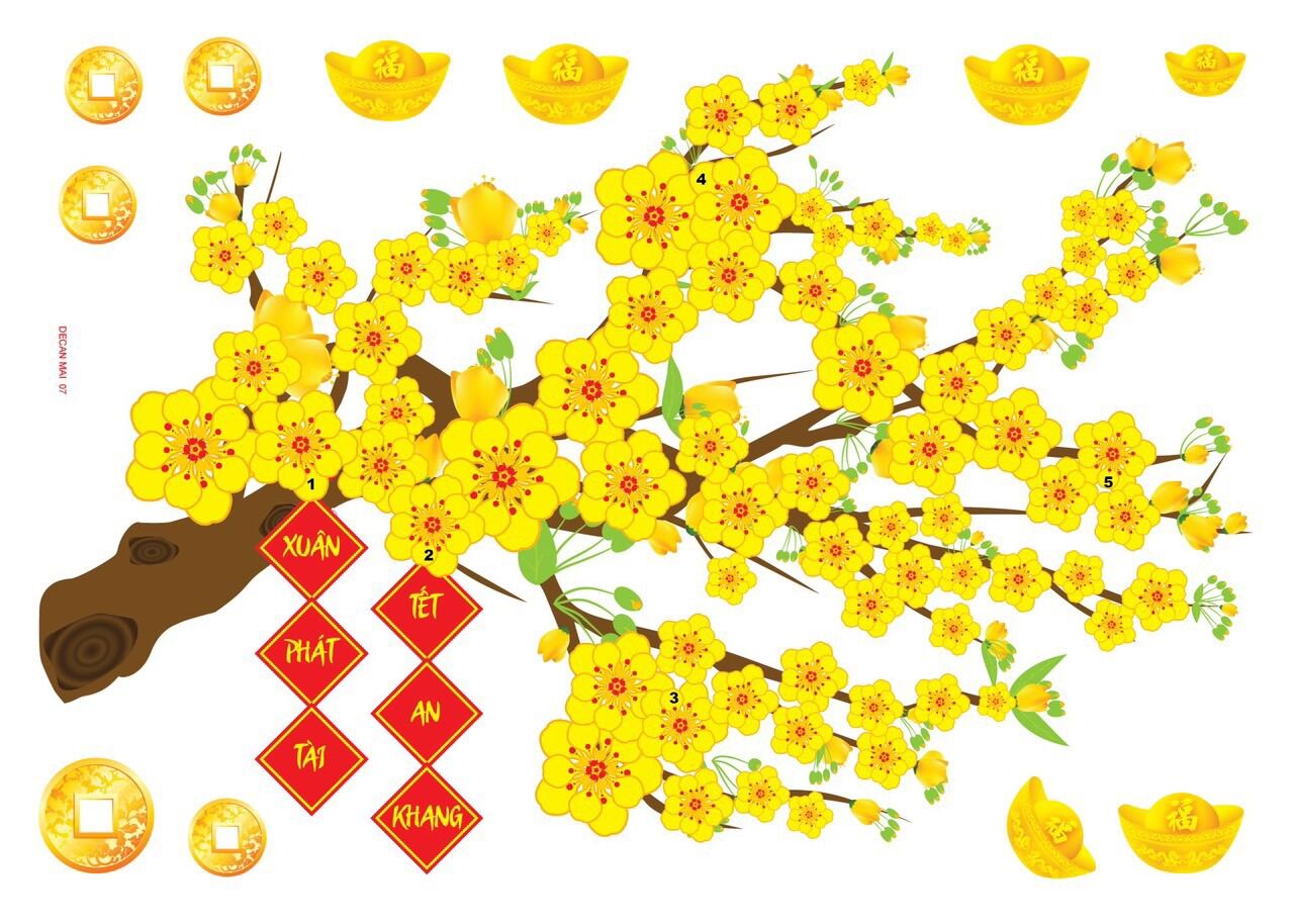 Decan Hoa đào dán kiếng dán tường trang trí tết Chúc mừng năm mới