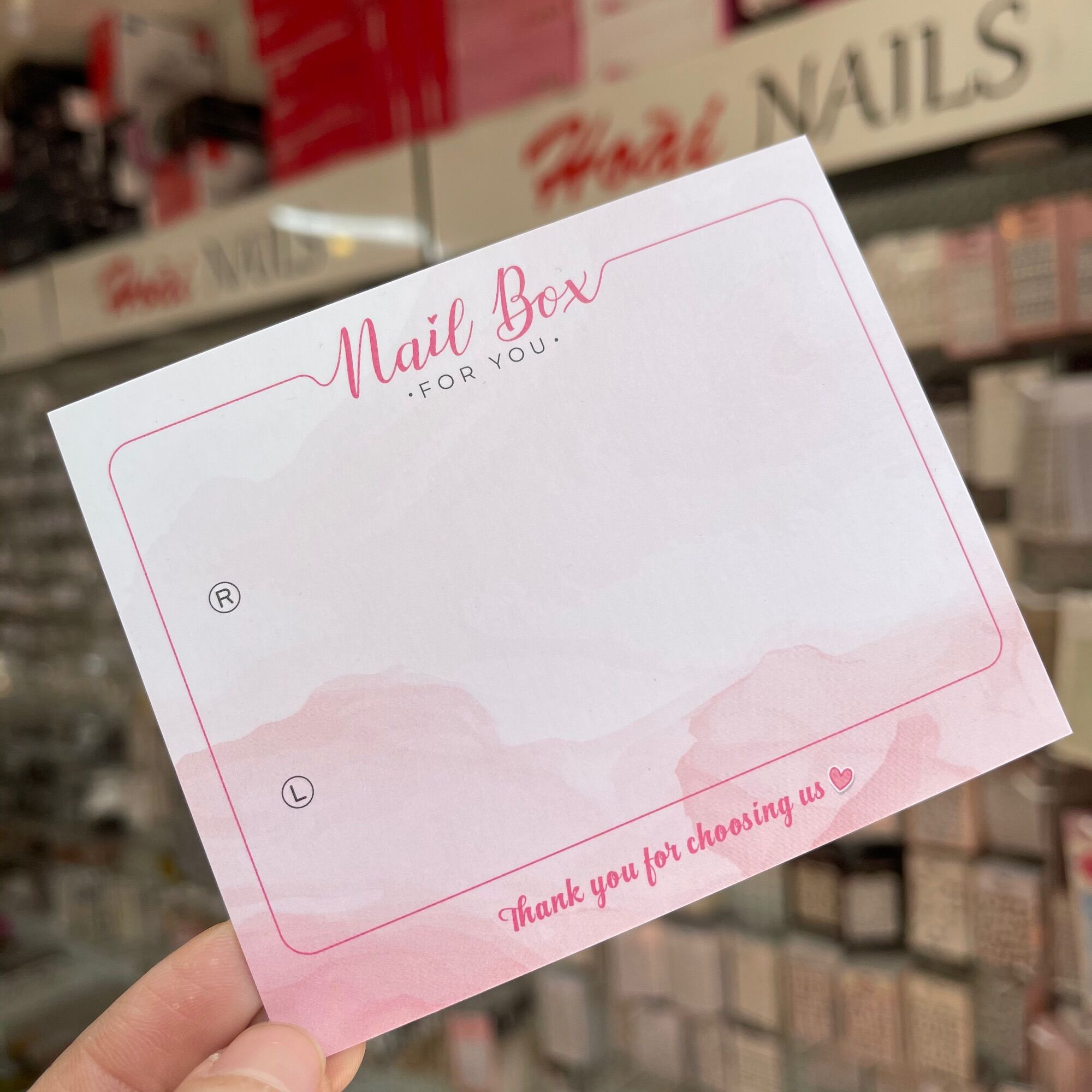 Bìa dán nailbox 2 mặt ( kèm túi bóng)