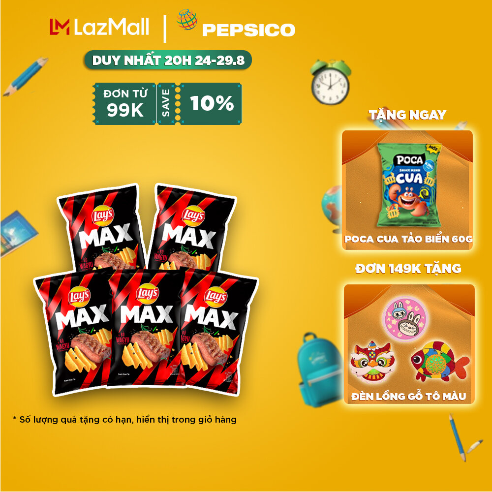 Combo 5 gói snack khoai tây snack khoai tây lay's max vị bò wagyu